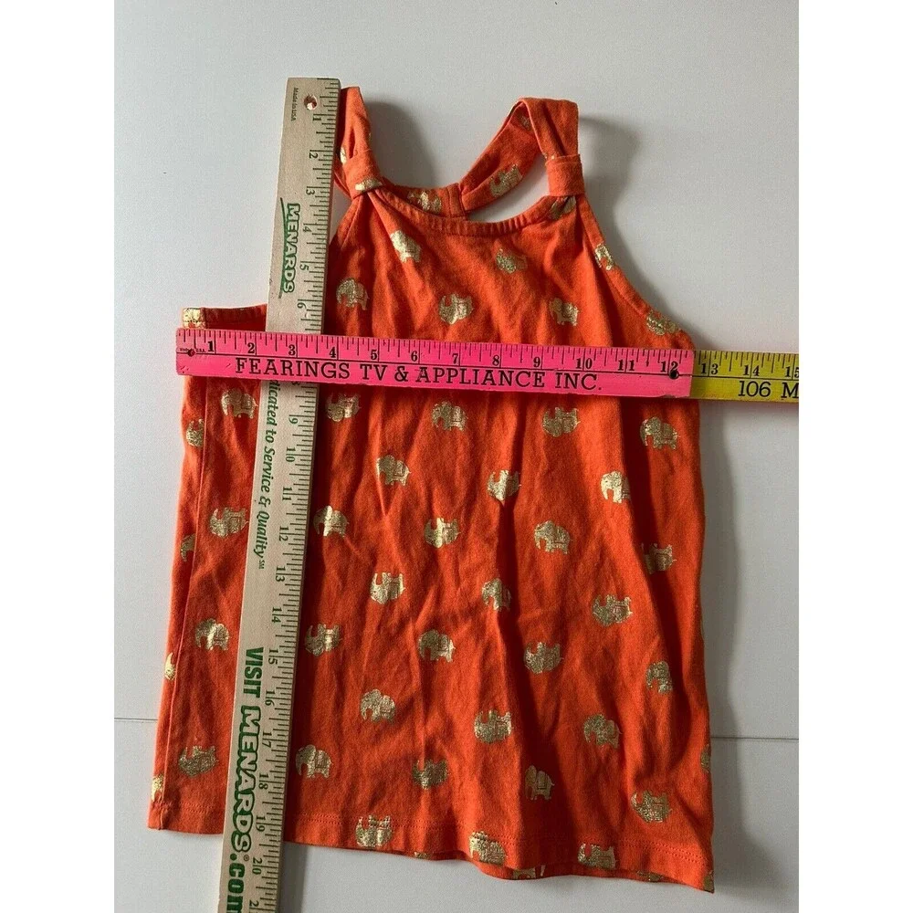 GYMBOREE Spice Market Orange w/ Gold Glitter Elephants Sleeveless Top Size 10